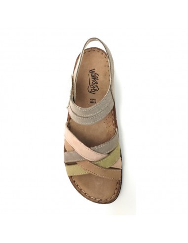 COMODA SANDALIA MUJER WALK FLY 3861 43170 PIEL GRIS VERDE CUERO