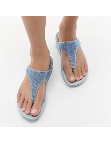 LULU CRYSTAL EMBELLISHED THOE POPST AZUL