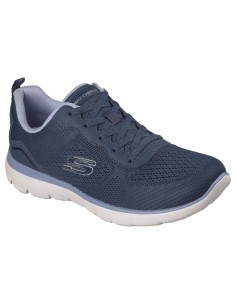 Cómoda zapatilla mjer Skechers suave tejido adaptable azul 2