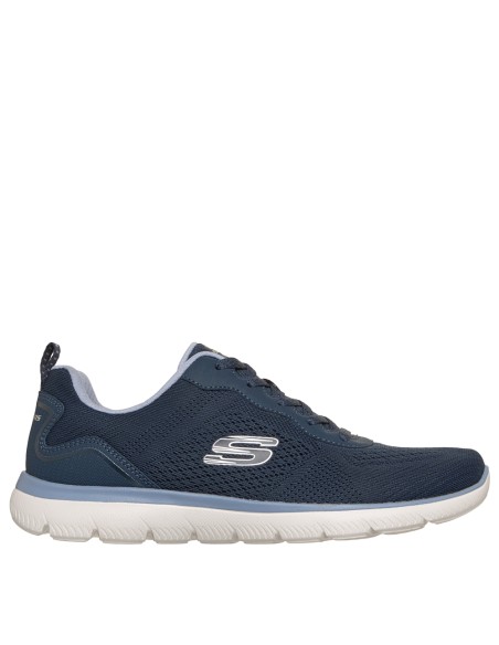 Cómoda zapatilla mjer Skechers suave tejido adaptable azul
